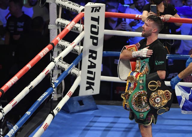<p>Josh Taylor after beating Jose Ramirez to become undisputed</p>