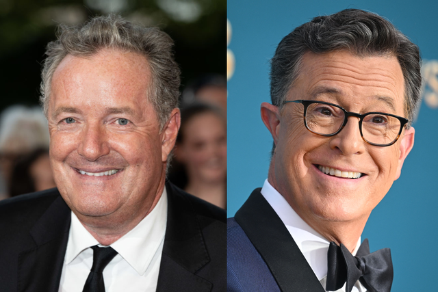 <p>Piers Morgan and Stephen Colbert</p>