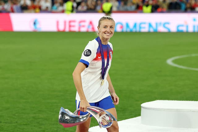 <p>Leah Williamson becomes the first England player to lift multiple tournaments as captain </p>