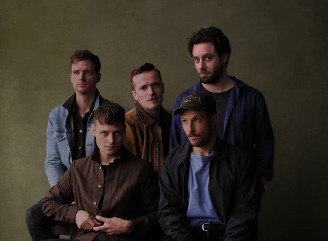 <p>The Maccabees’ Orlando Weeks (front right): ‘Suddenly, there was this event that was a very obviously uncomplicated reason to all be together’</p>