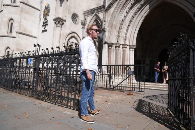 Laurence Fox arriving at the Royal Courts of Justice in London, where he is challenging two High Court rulings after he was ordered to pay a total of �180,000 in damages to two people he was found to have libelled when he referred to them as paedophiles on social media. Picture date: Monday July 28, 2025.