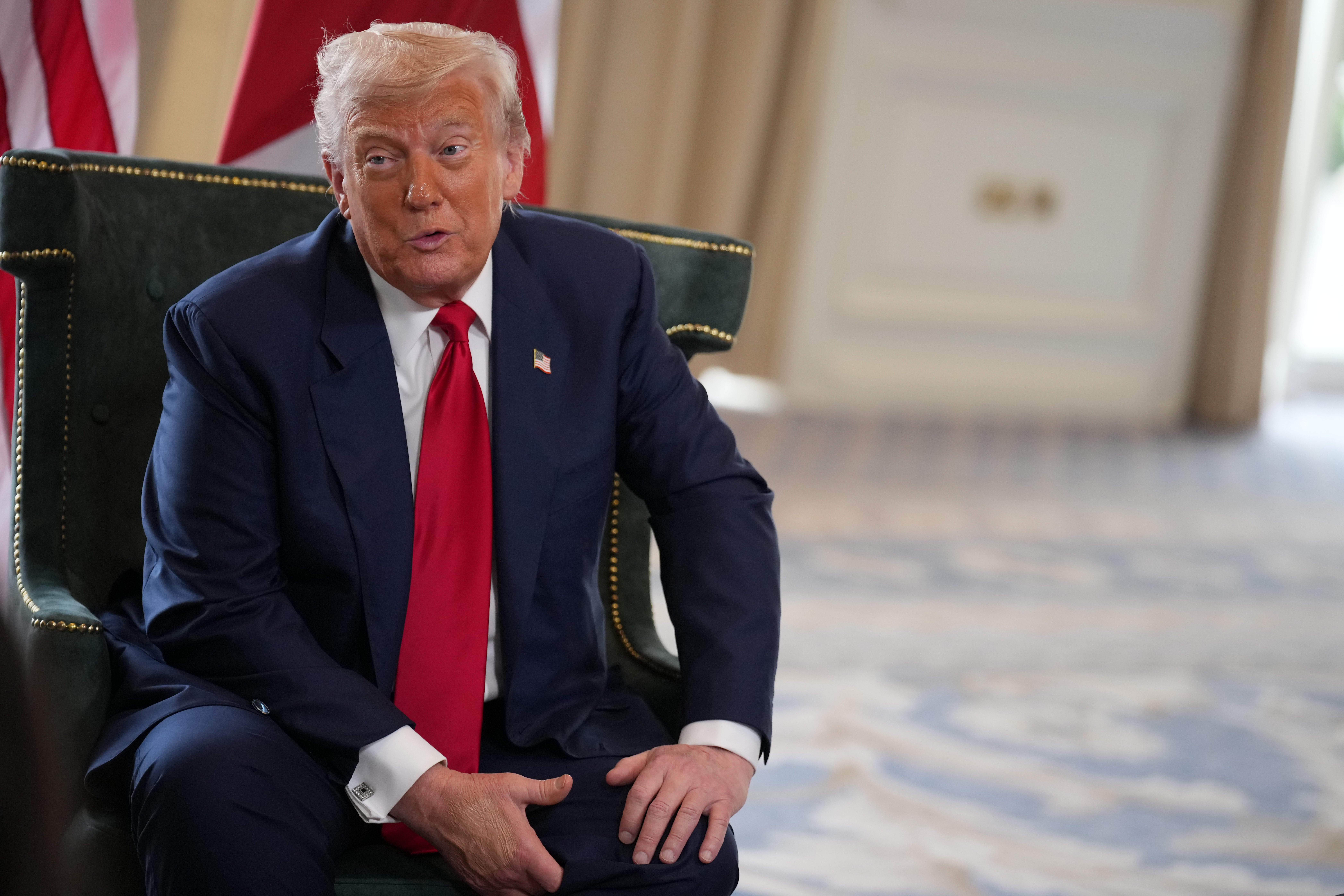 <p>President Donald Trump on Monday suggested that Democrats could be to blame for his name appearing in the so-called Epstein files. </p>