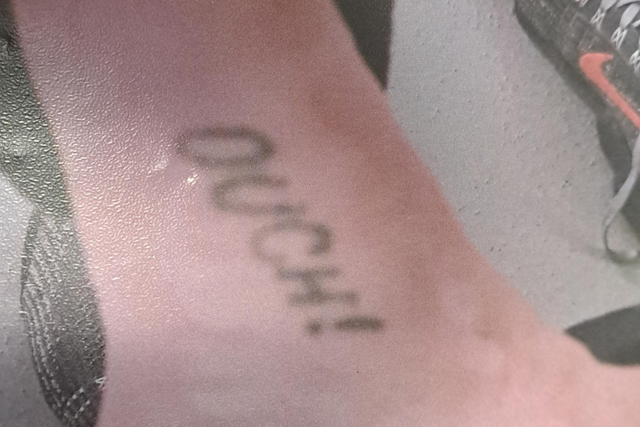 The distinctive tattoo on drug dealer Dean Matthews’s foot (Northumbria Police/PA)