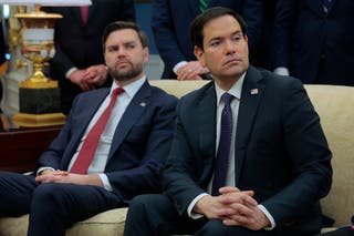 US vice president JD Vance and secretary of state Marco Rubio ahead of a meeting at the Oval Office at the White House