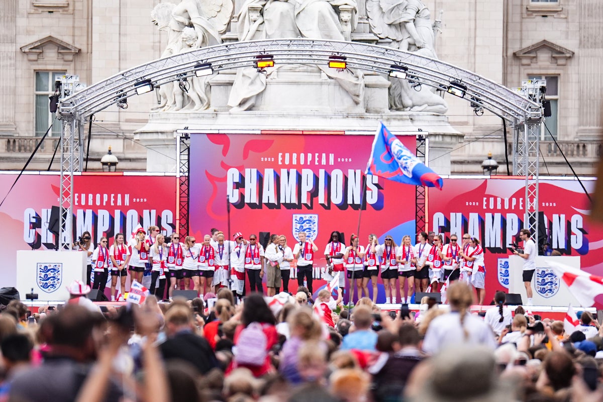 Watch: England victory parade highlights as thousands celebrate Euro 2025 win