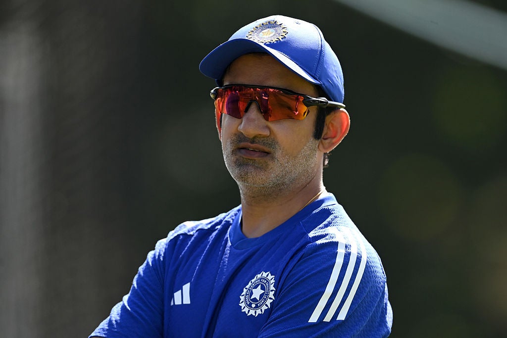 Gautam Gambhir looks on during practice at The Oval