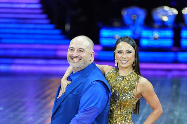 <p>Wynne Evans and Katya Jones during the Strictly Come Dancing – The Live Tour launch</p>