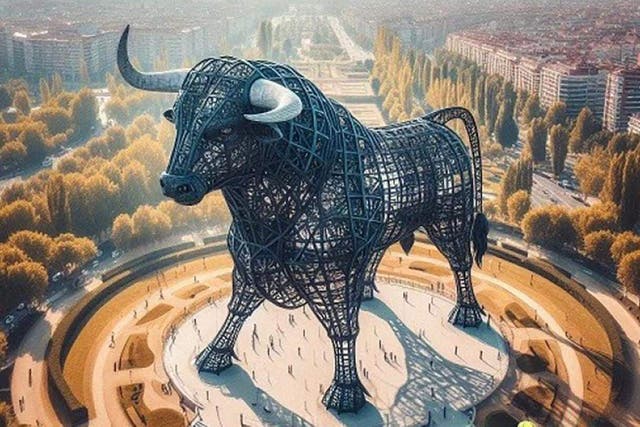 <p>The 300m-high metal bull would have panoramic observation decks in its horns</p>