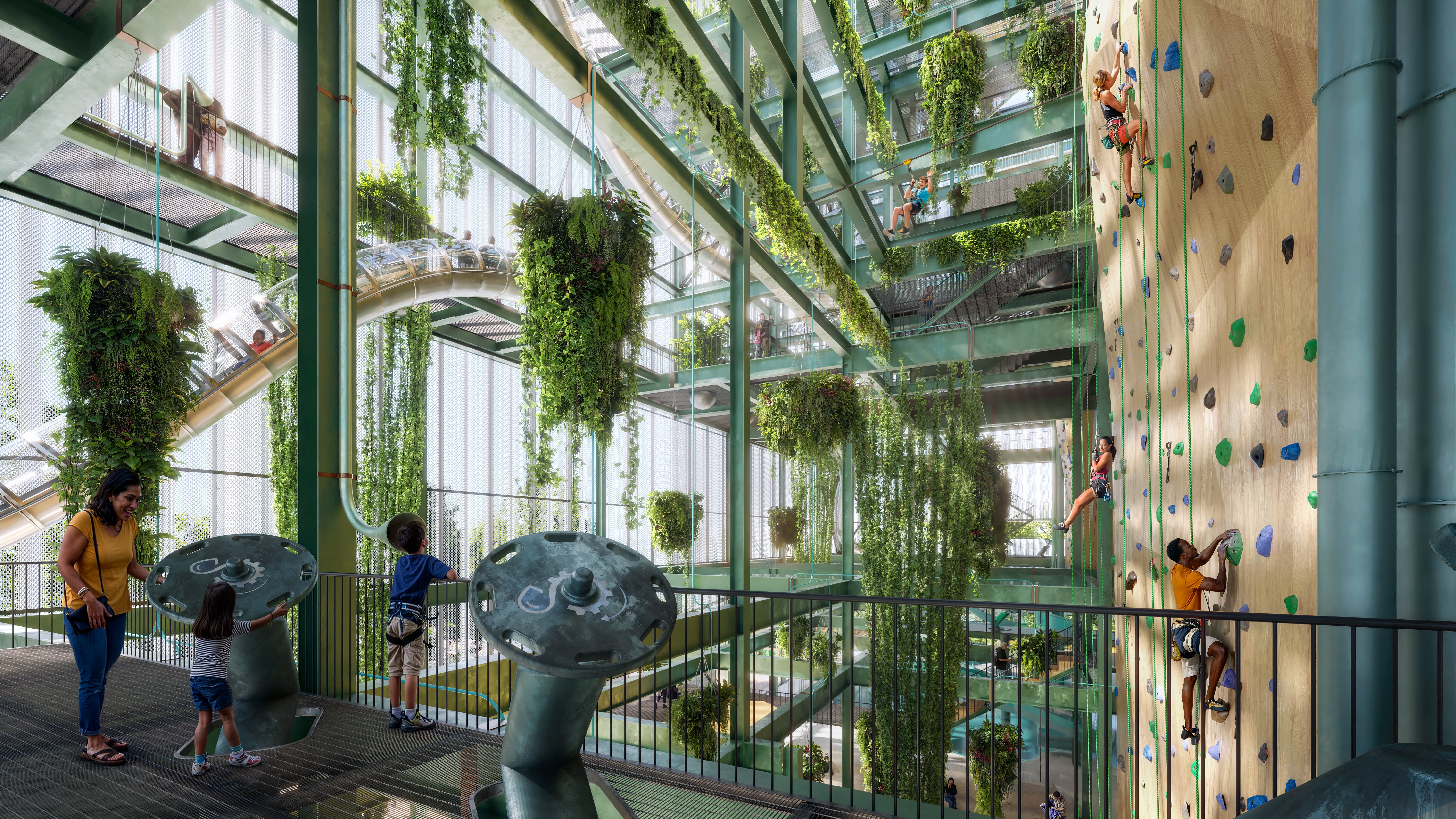 The power plant is being reimagined by renowned global architecture firm Bjarke Ingels Group. Above is the indoor vertical park
