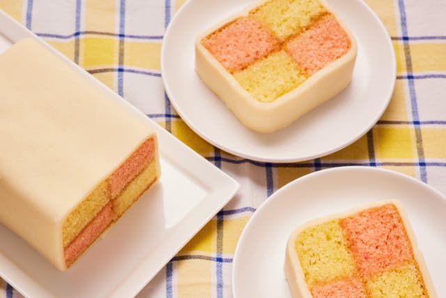 Jane Dunn’s battenberg cake (Ellis Parrinder/PA)