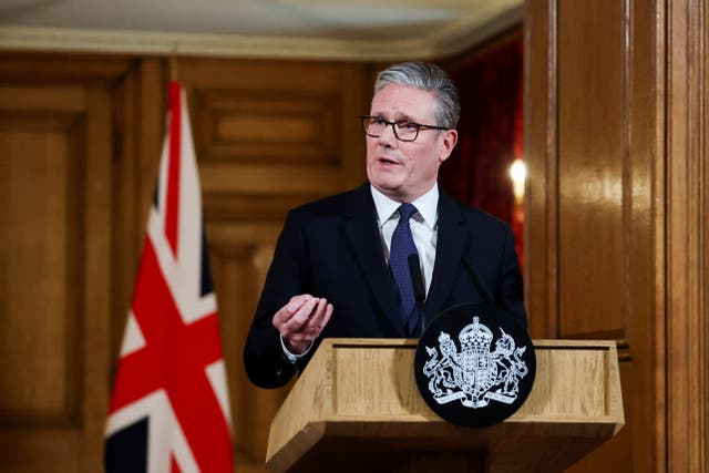 Prime Minister Sir Keir Starmer answers questions from the media after making a statement in Downing Street, London, following a Cabinet meeting to discuss the situation in Gaza. The UK will recognise the state of Palestine in September before the UN General Assembly, unless the Israeli government takes steps to end the “appalling situation” in Gaza, the Prime Minister has told the Cabinet. Picture date: Tuesday July 29, 2025.