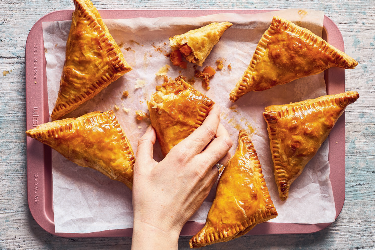 Sweet potato and goat’s cheese hand pies – an easy freezer-friendly bake