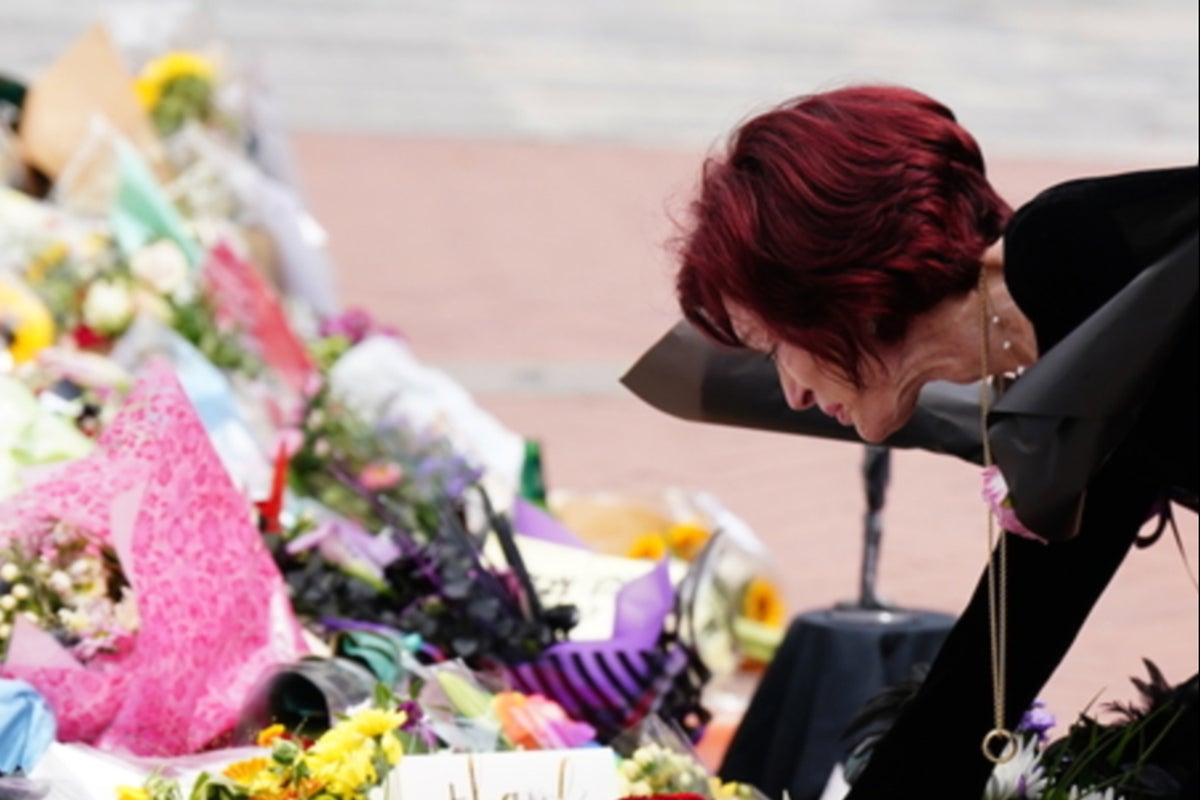 Emotional Sharon Osbourne lays flowers at Ozzy memorial ahead of husband’s funeral