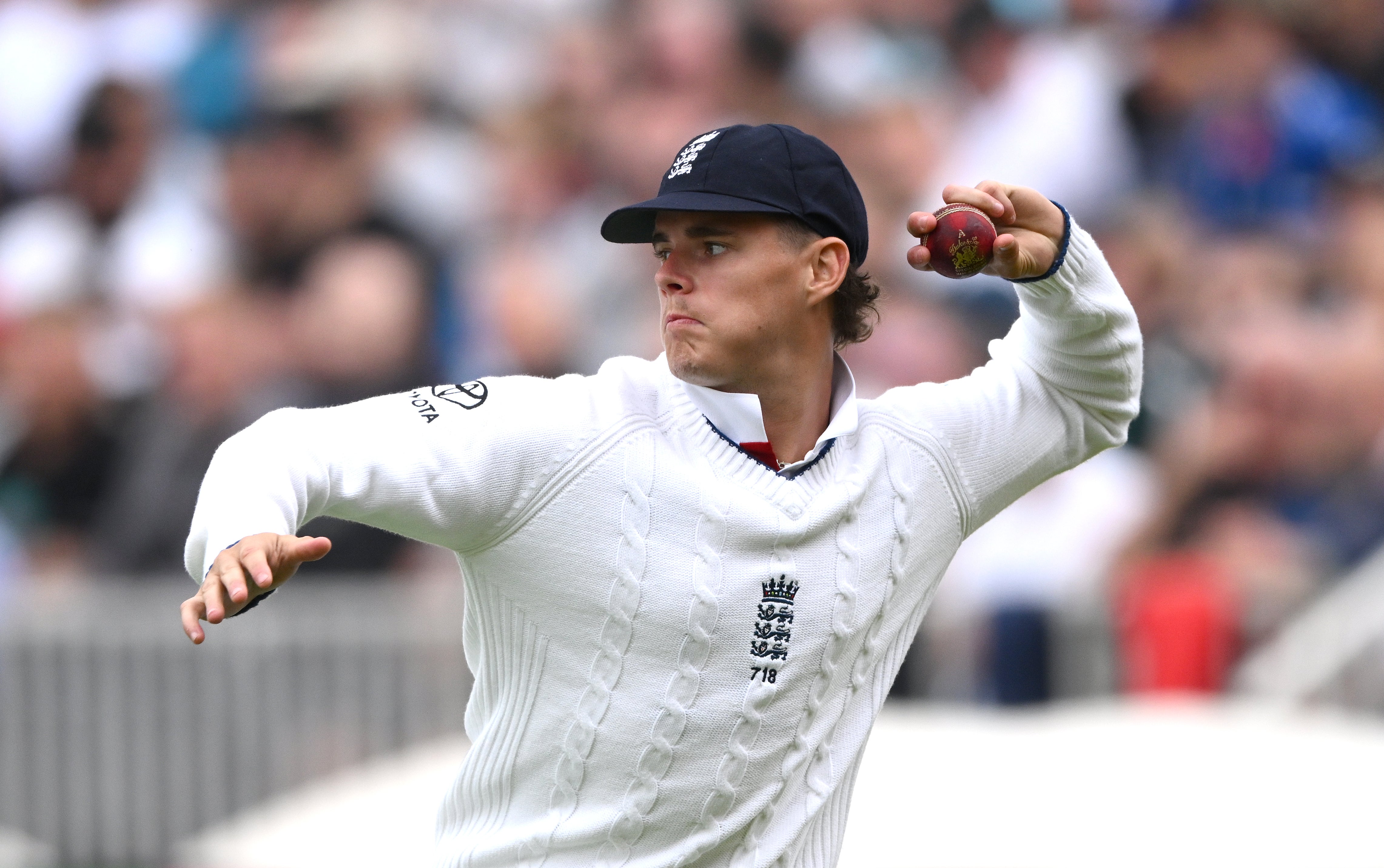 Jacob Bethell playing as a replacement fielder at Old Trafford