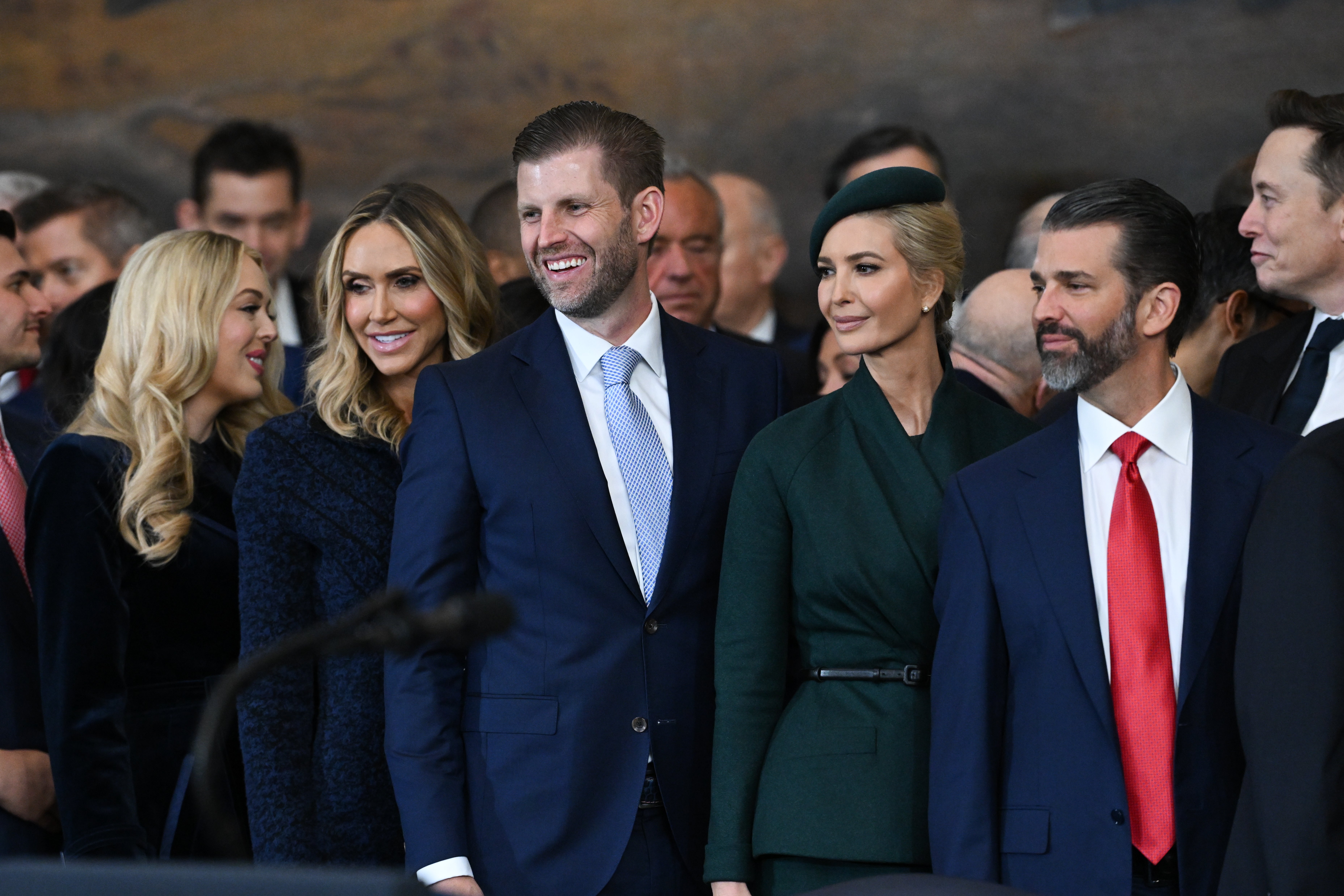 Tiffany Trump, Lara Trump, Eric Trump, Ivanka Trump and Donald Trump Jr. look on following the inauguration of the 47th president on January 20, 2025