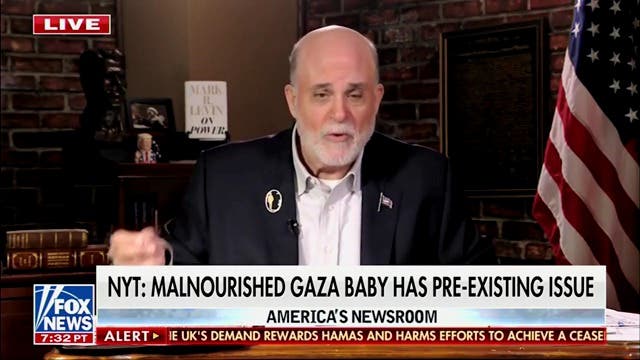<p>Fox News host Mark Levin uses a recent update to a New York Times story about malnourished kids in Gaza to cast doubt on the famine.</p>