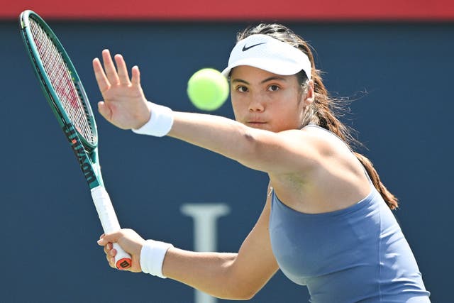 Emma Raducanu beat Peyton Stearns to reach the third round in Montreal (Graham Hughes/The Canadian Press/AP)