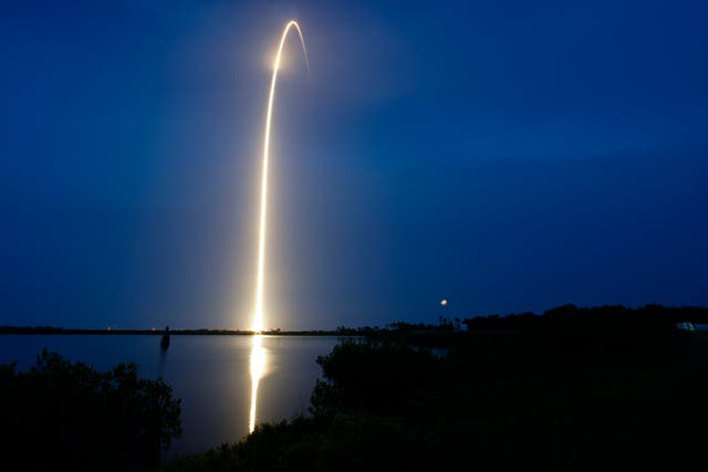 <p>SpaceX Falcon 9 rocket with a payload of Starlink V2 Mini internet satellites lifts off from Launch Complex 40 at the Cape Canaveral Space Force Station in Cape Canaveral</p>