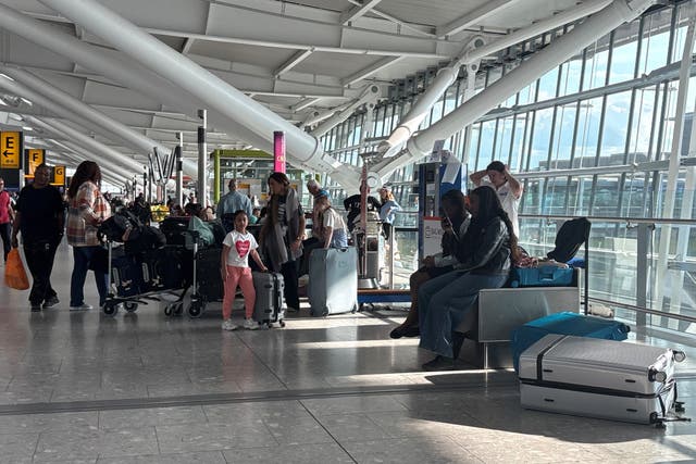 A view inside T5 at Heathrow airport after an air traffic control (ATC) fault caused major disruption on Wednesday afternoon (Jonathan Brady/PA)