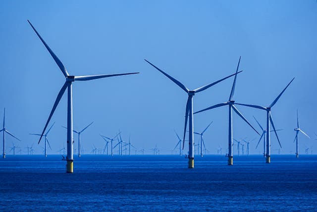 Renewables such as wind generated more than half of the UK’s electricity in 2024 (Peter Byrne/PA)