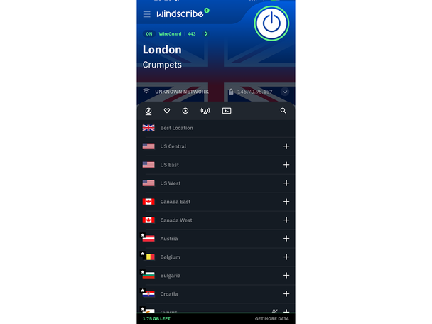 Windscribe has an actual personality – server data centres have whimsical names such as ‘custard and biscuits’ for London (Alex Lee/The Independent)