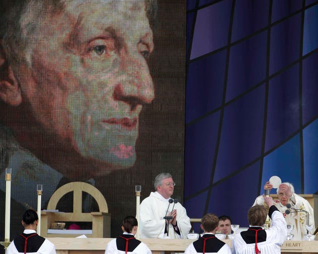 <p>Pope Benedict XVI, right, celebrates a beatification mass for Cardinal John Henry Newman in Birmingham, England in 2010  </p>