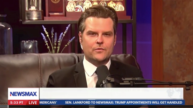 <p>Former Florida Congressman Matt Gaetz in an appearance on Newsmax in July 2025</p>