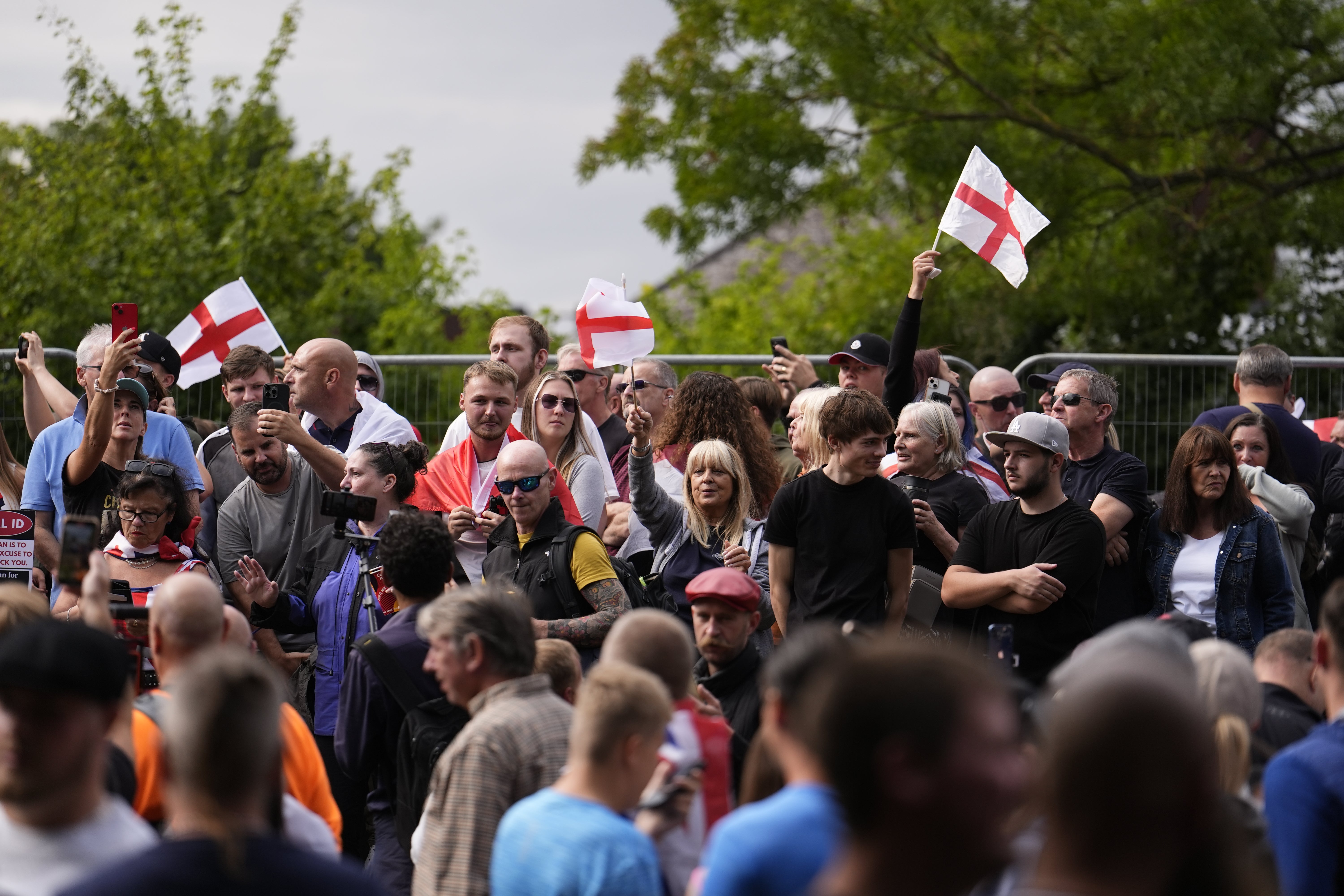 Protesters outside Bell Hotel in Epping in July