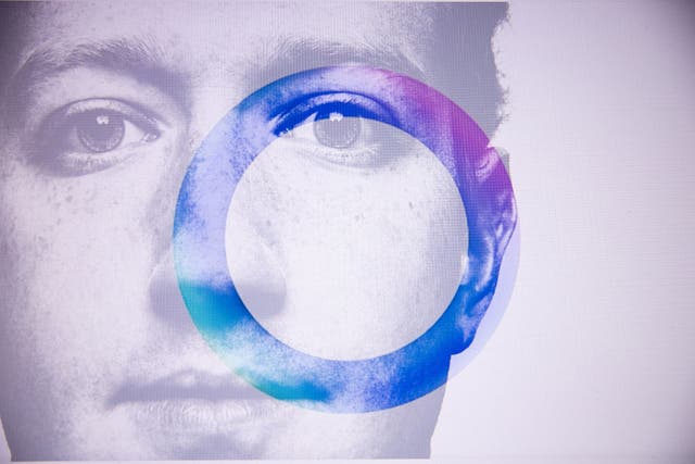 <p>A portrait of Meta CEO Mark Zuckerberg and the company's artificial intelligence logo at Kerlouan in Brittany in France on 11 April 2025</p>