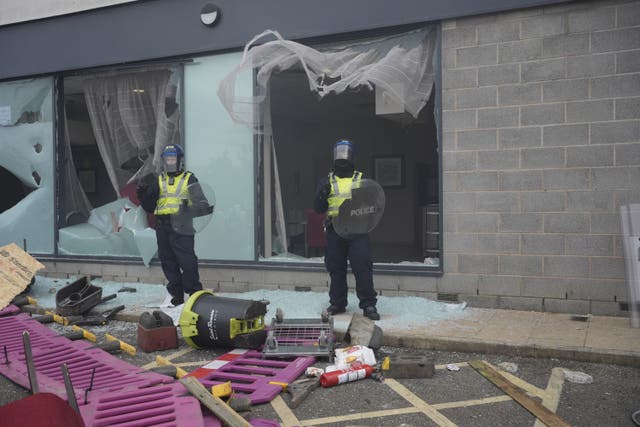 The longest jail sentences linked to the summer 2024 disorder were given to people involved in the violent protests outside the Holiday Inn Express in Rotherham (Danny Lawson/PA)