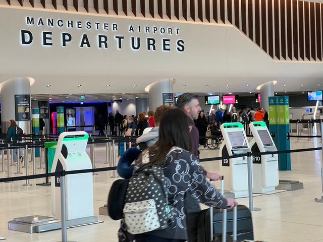 <p>Going places: Manchester airport, late morning</p>
