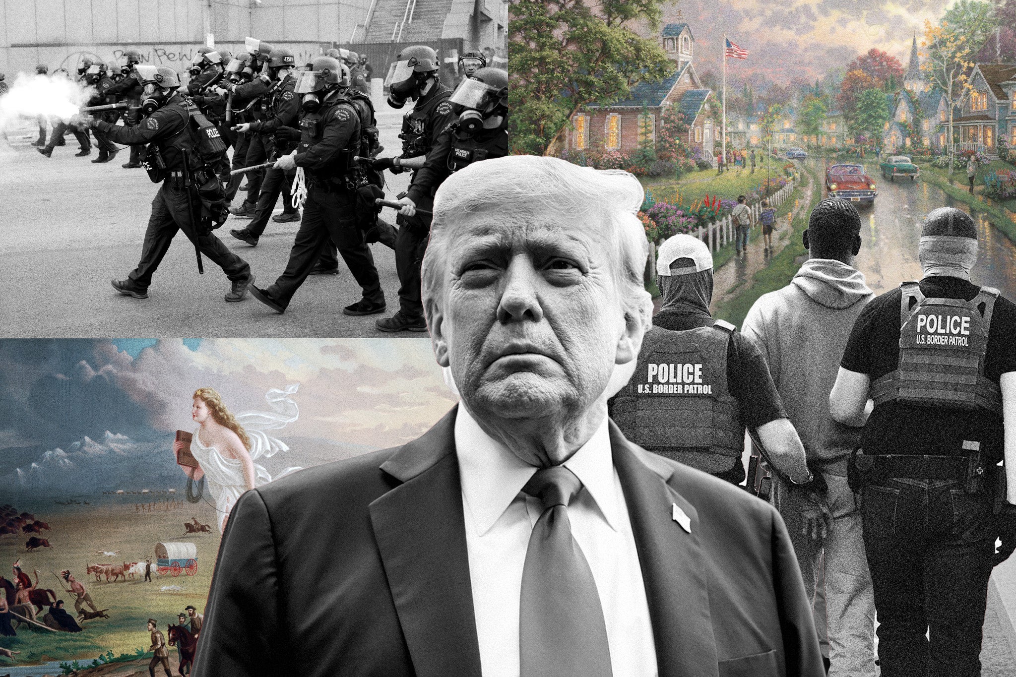 Critics say Trump administration’s use of nostalgic imagery to promote efforts of Department of Homeland Security echoes fascist propaganda, which the White House denies