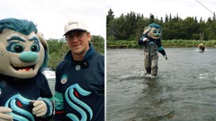 NHL player and mascot charged by bear in Alaskan river