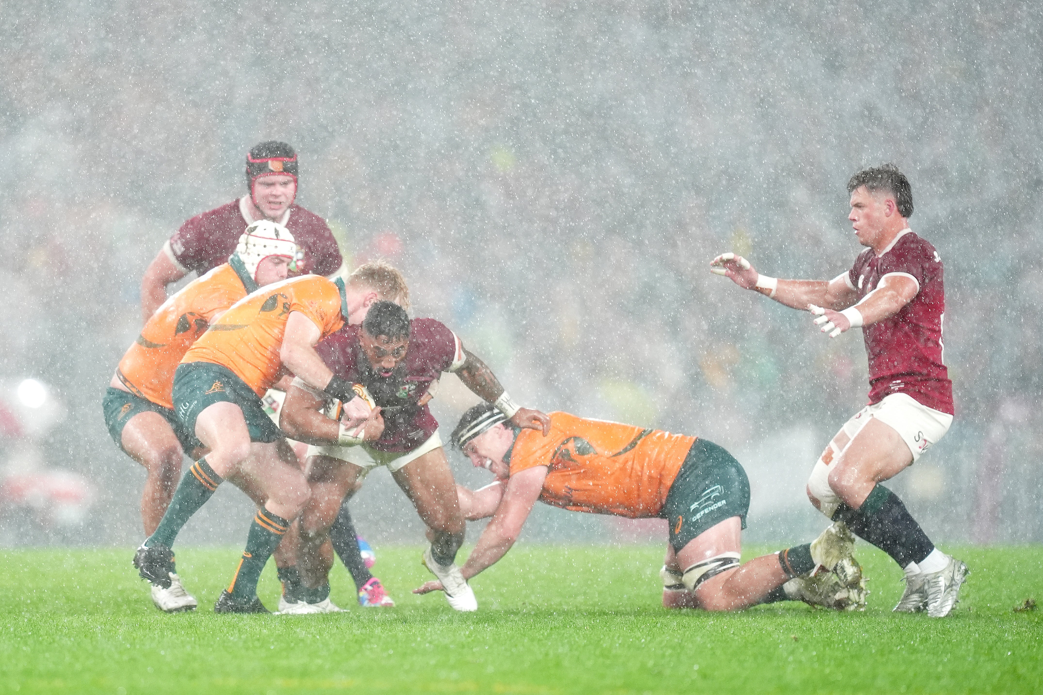 <p>Maro Itoje of the British and Irish Lions lifts the winners trophy</p>