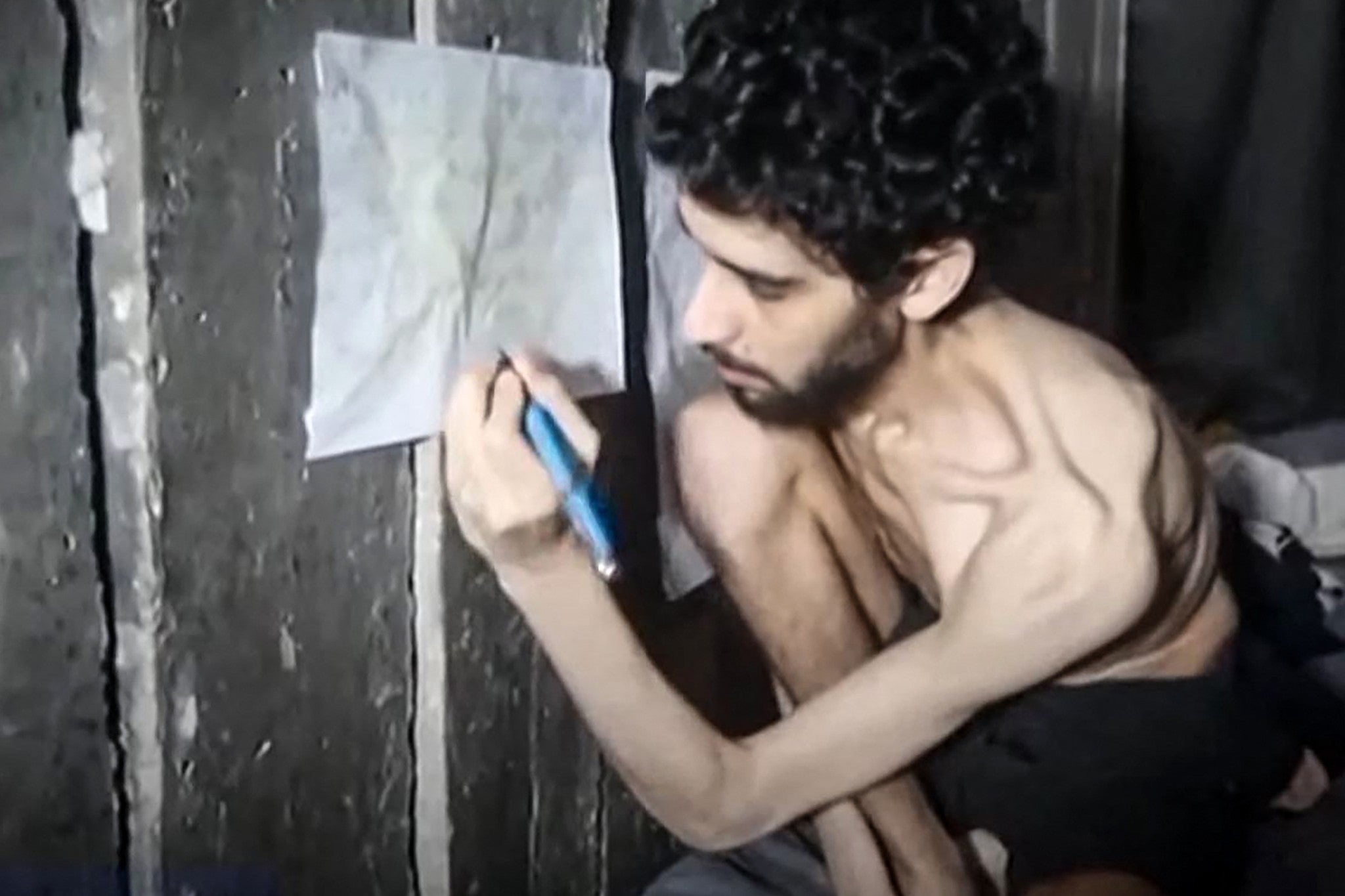A still from the video released by Hamas of Evyatar David