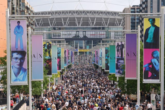Oasis fans on Wembley Way, ahead of the first night of the Oasis Live ’25 tour opening at Wembley Stadium in London. Picture date: Friday July 25, 2025.