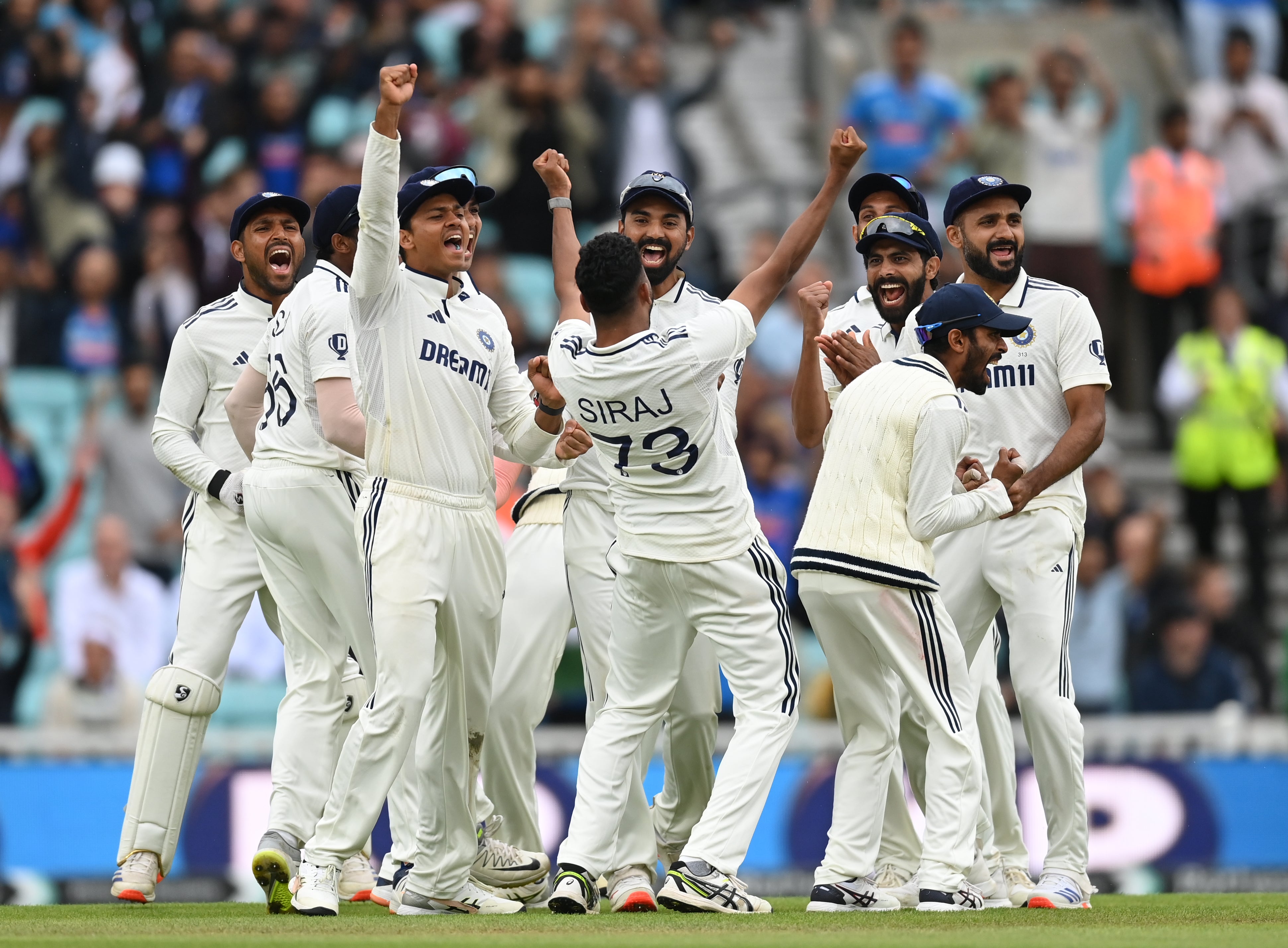 Mohammed Siraj of India celebrates