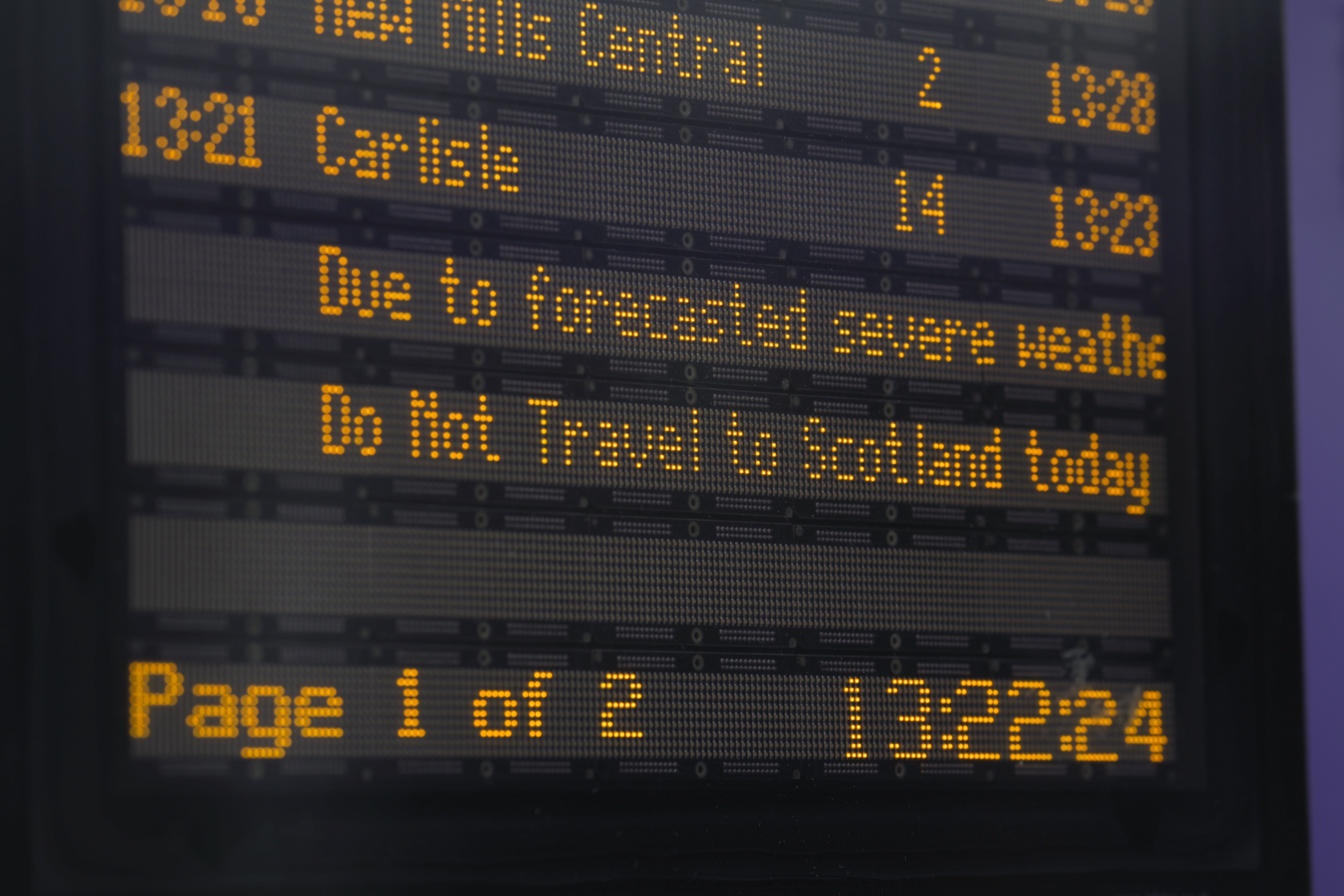 Passengers at Manchester Piccadilly have been warned against travel to Scotland