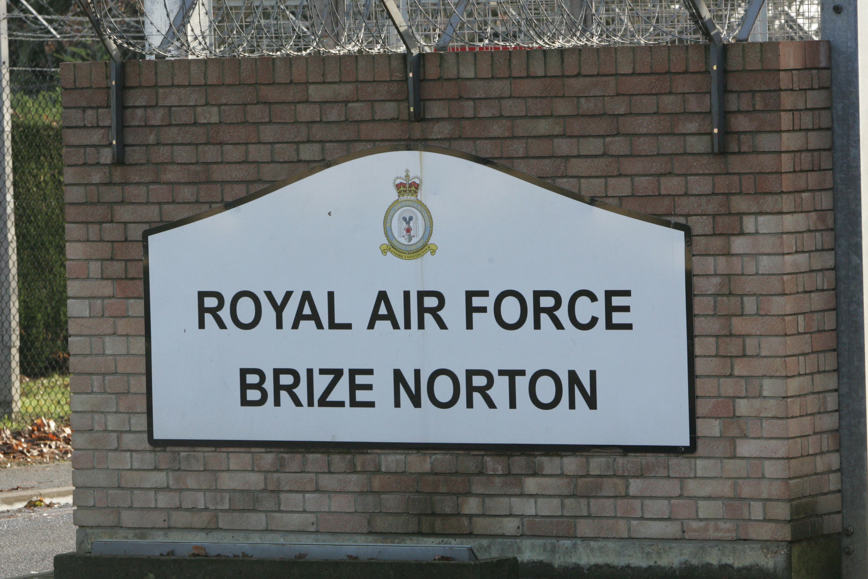 Sign at the entrance to RAF Brize Norton in Oxfordshire (Tim Ockenden/PA)