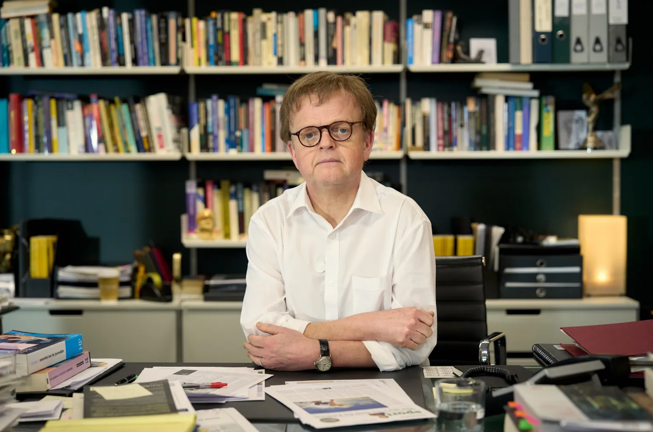 Toby Jones as former editor-in-chief of ‘The Guardian ’ Alan Risbrudger in 'The Hack'