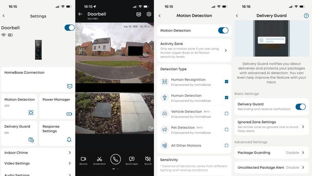 The Eufy app gives access to live video, recordings and doorbell settings (Alistair Charlton/The Independent)