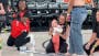 Baby takes first steps during crawling race at WNBA half time show