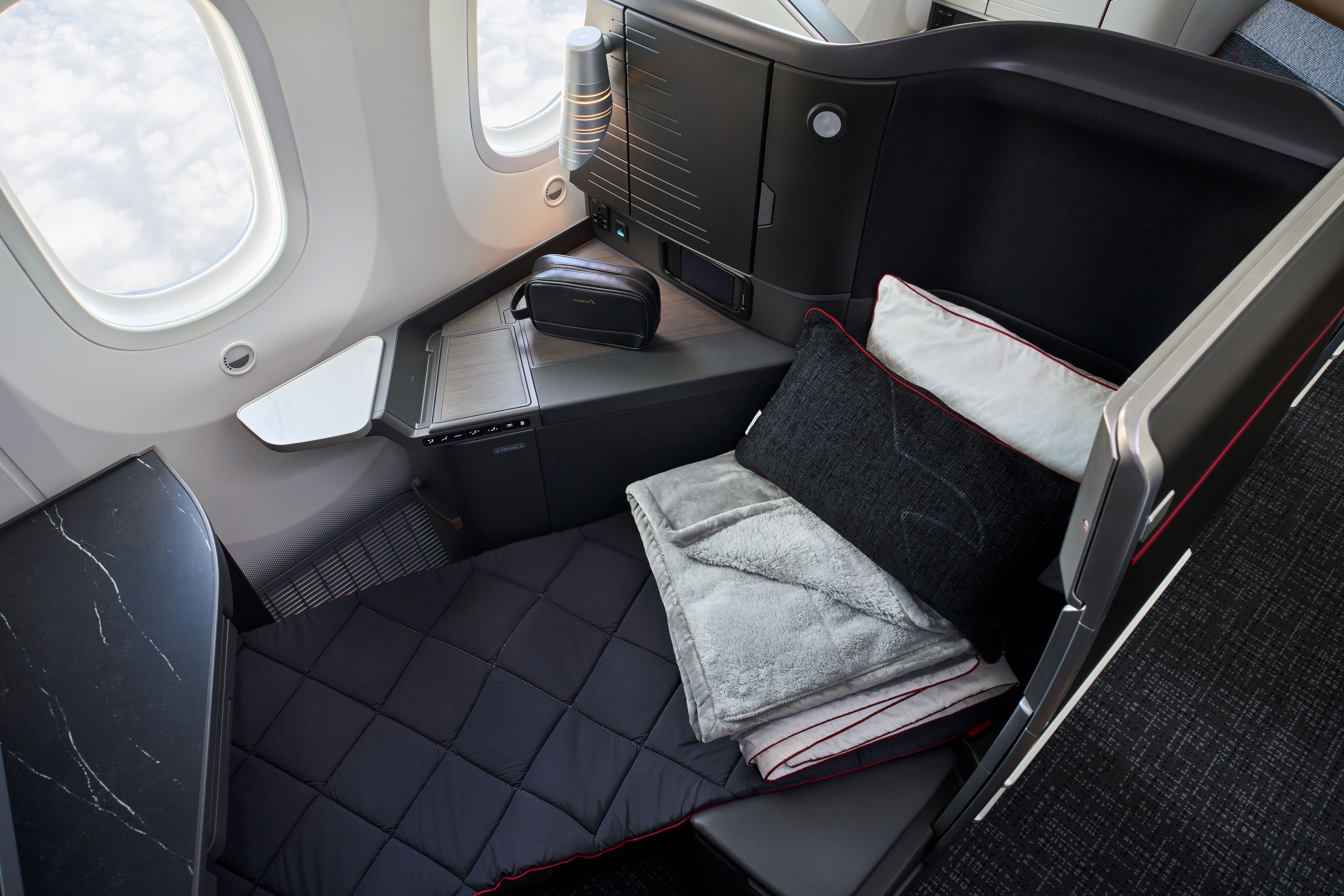 There are eight flagship seats preferred in the front of the aircraft. These are top versions of commercial class seats regularly flat