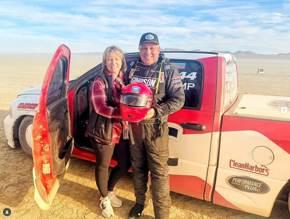 Chris Raschke with his wife Connie Patterson at the El Mirage dry lake bed in southeastern California in November 2024