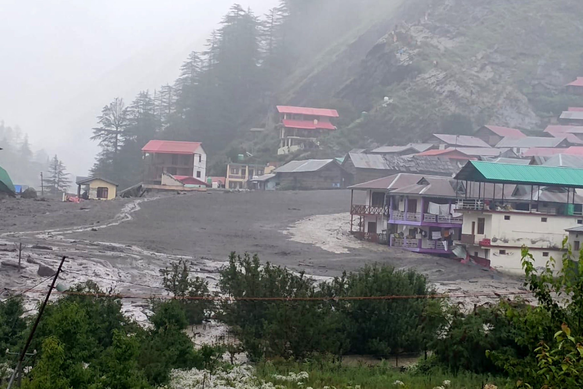 A view of Dharali in Harshil area of Uttarakhand after it was struck by a flash flood