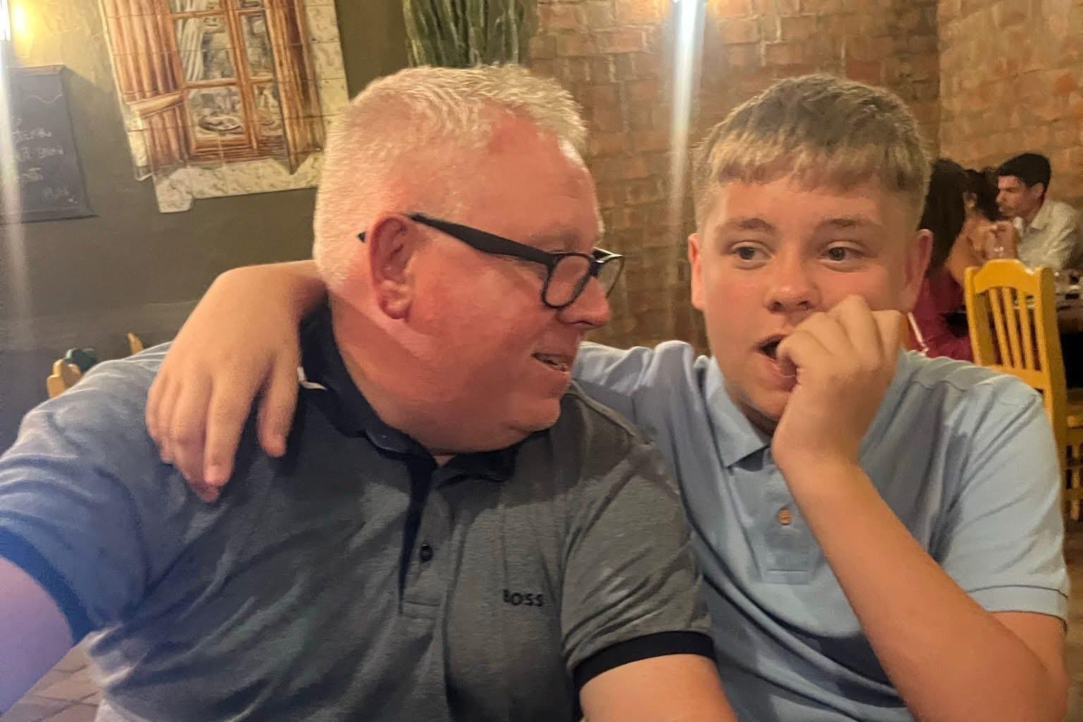 Harvey Willgoose with his father Mark (Family handout/PA)