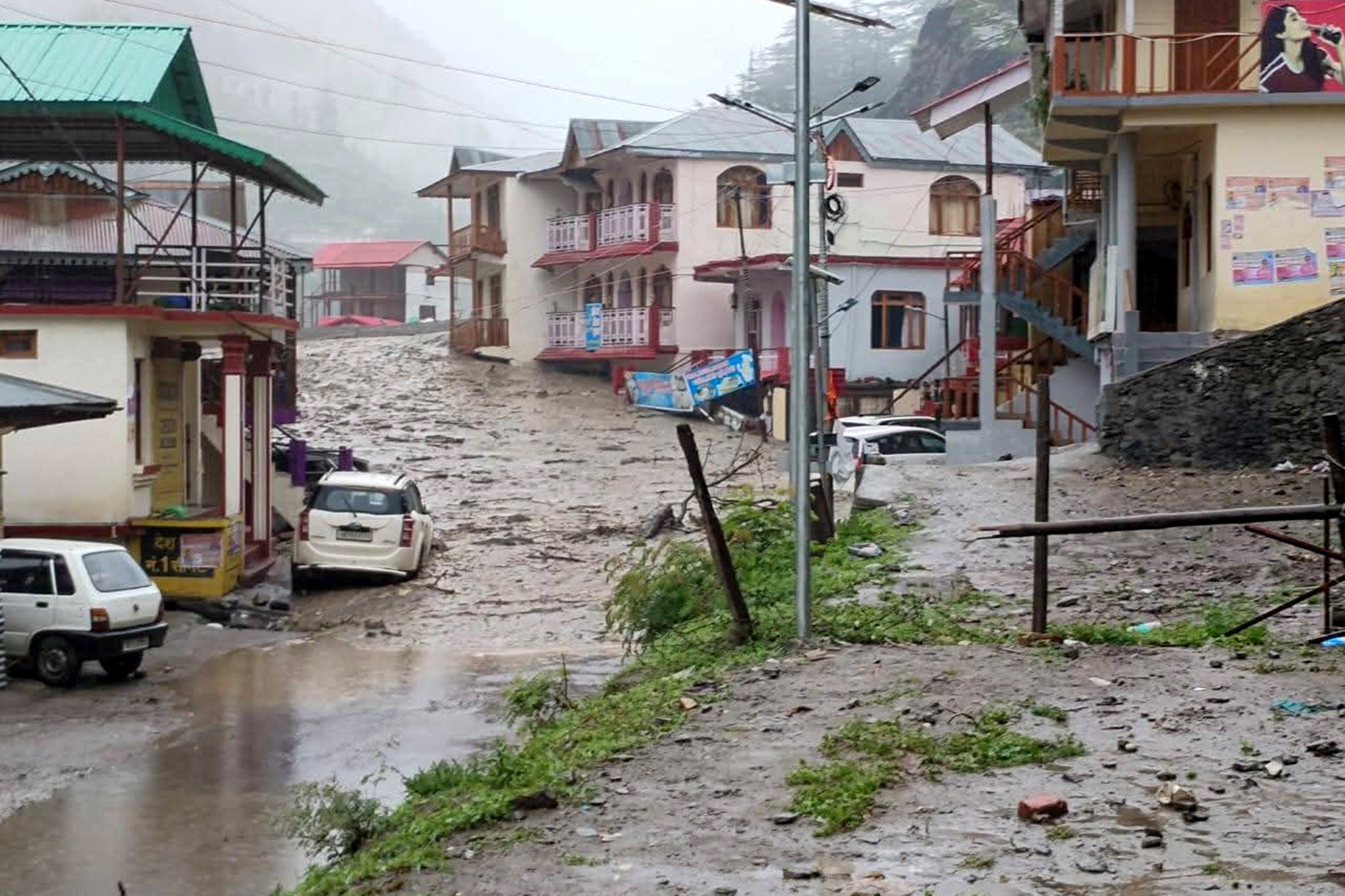 A view of Dharali in Harshil area of Uttarakhand after it was struck by a flash flood