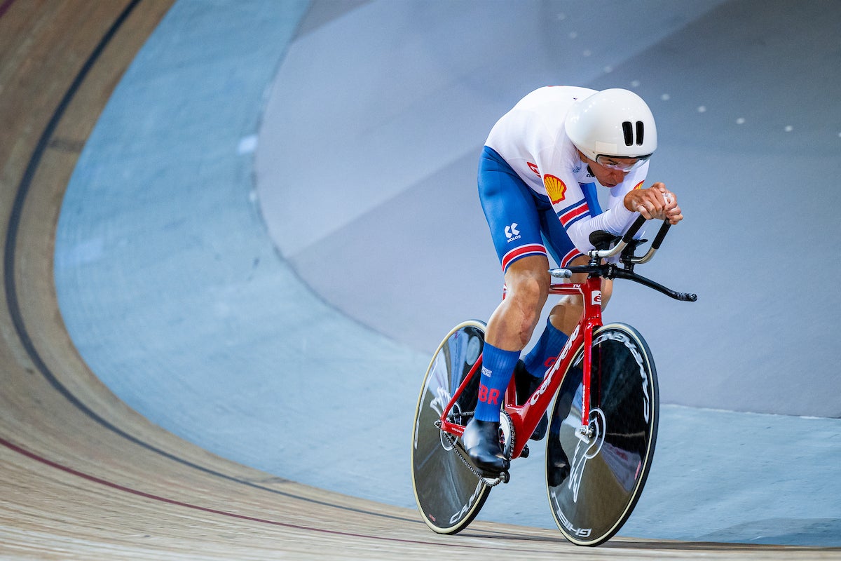 Bjergfelt (pictured in training on a different bike) will be riding the cutting-edge Olympic bike for his attempt