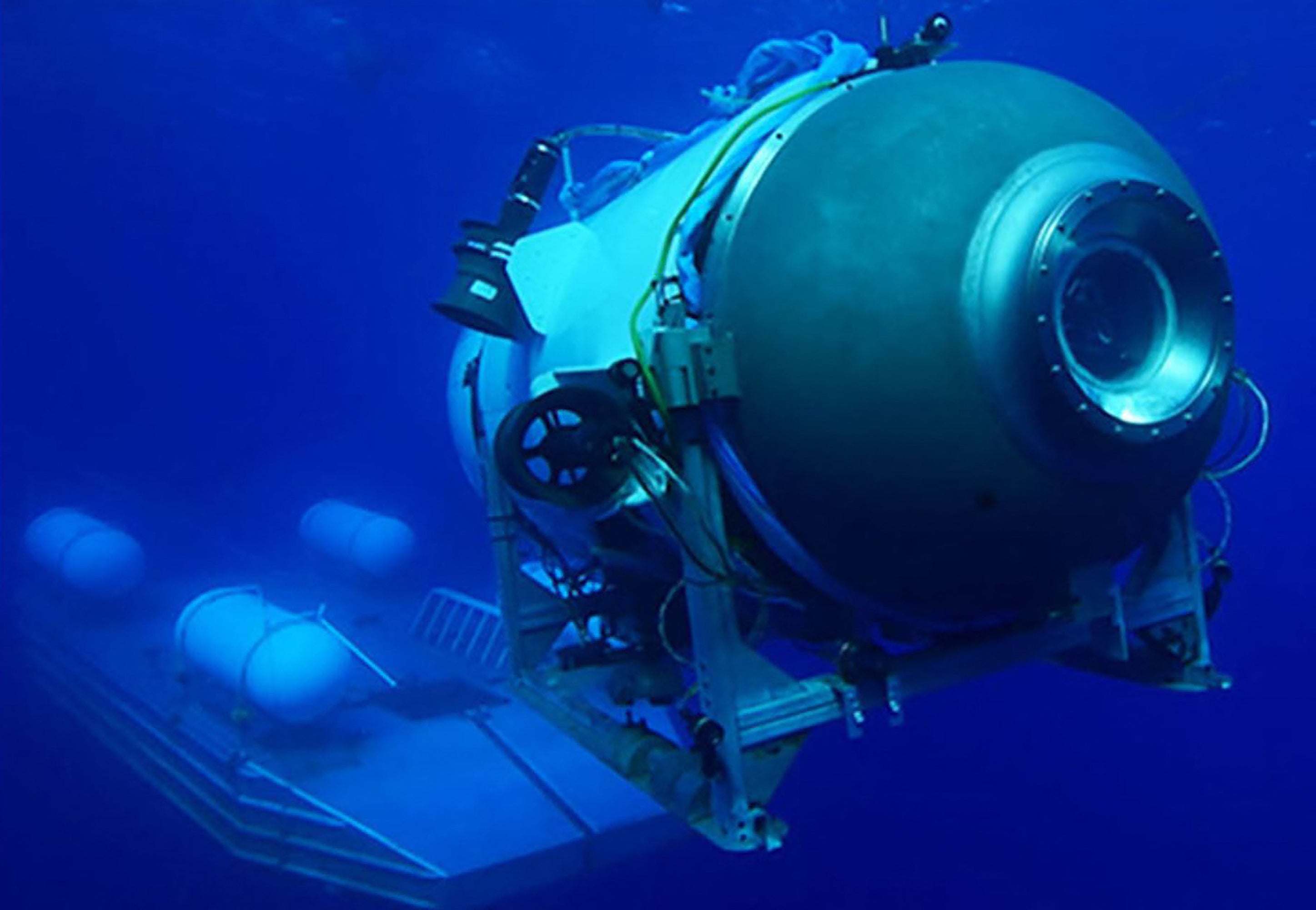The OceanGate Titan submersible pictured descending