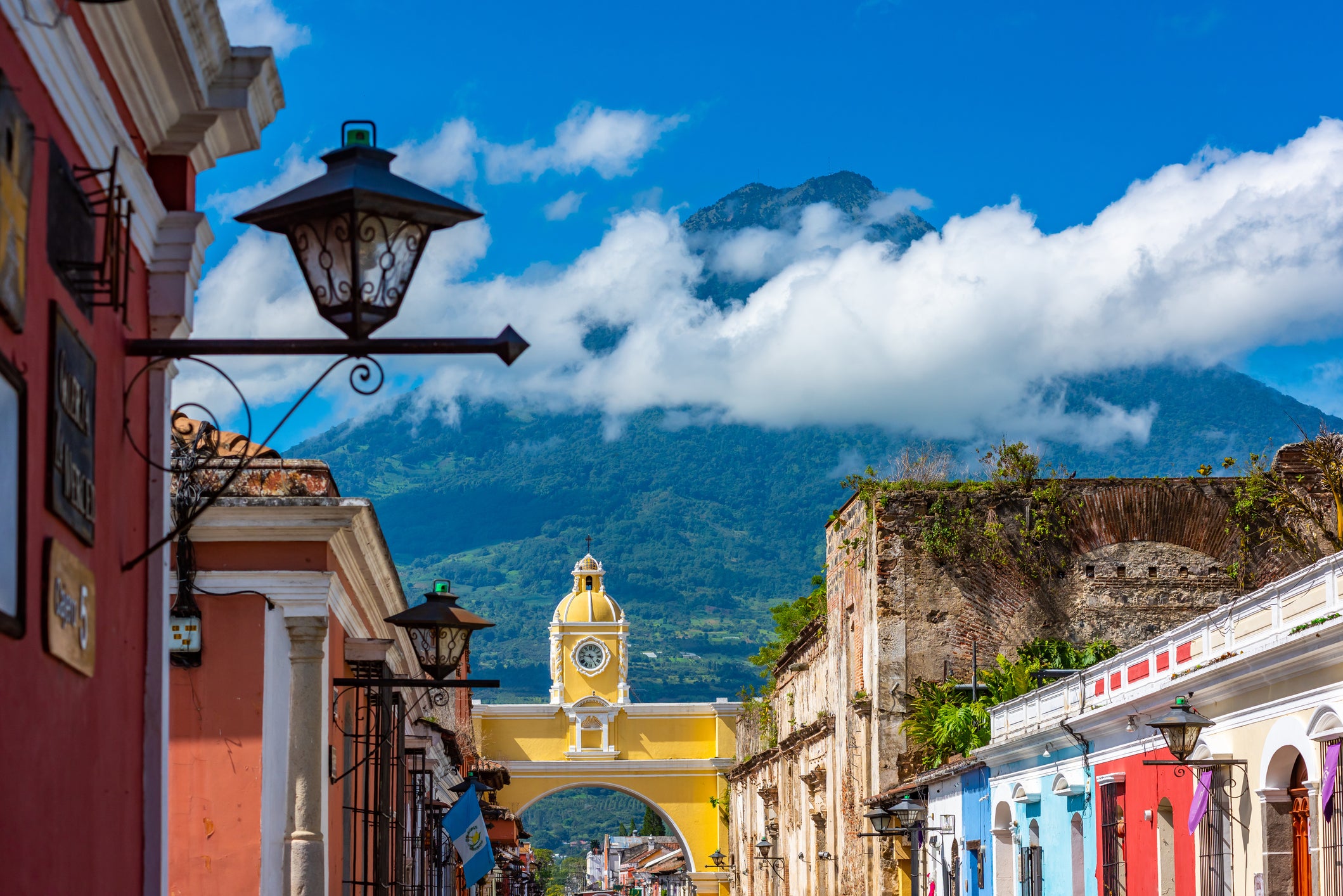 The beautiful city in the colonial city of Antigua is where most travelers stay for walking or viewing surrounding volcanoes